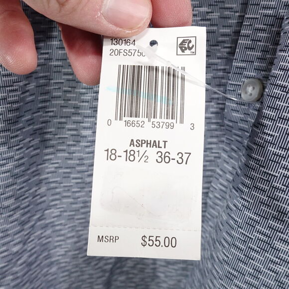 NWT VAN HEUSEN SLIM FIT 4-WAY STRETCH ASPHALT POLYESTER SHIRT 18-18.5 36/37 2XL - Picture 5 of 10